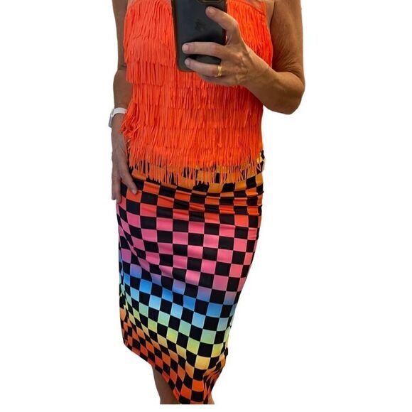 Jaded London Rainbow Checker Colorful Skirt.Size L - Picture 5 of 14